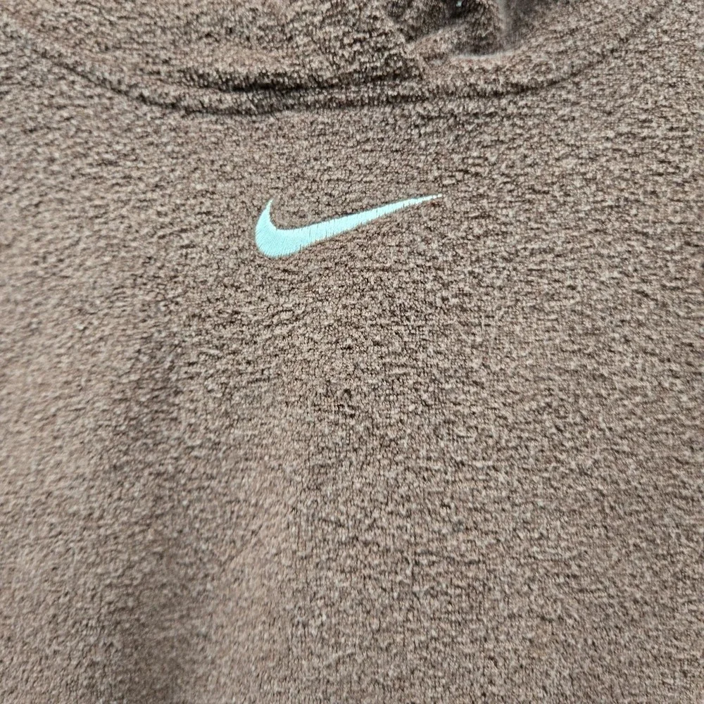 Nike Men Hoodie SMALL Brown Fleece Activewear Logo Center Swoosh Embroidered